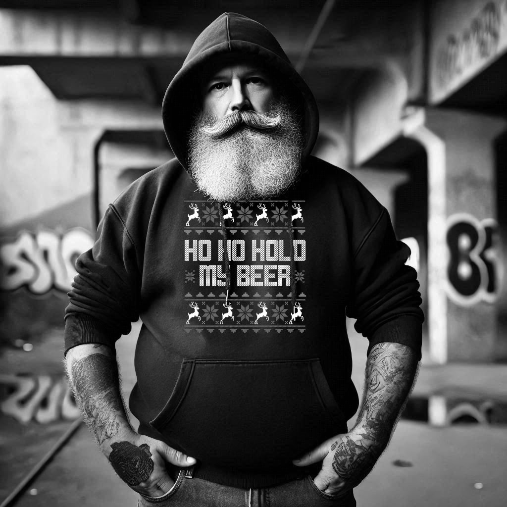 HO HO Hold my Beer Ugly Christmas Hoodie - Datschi Trachten