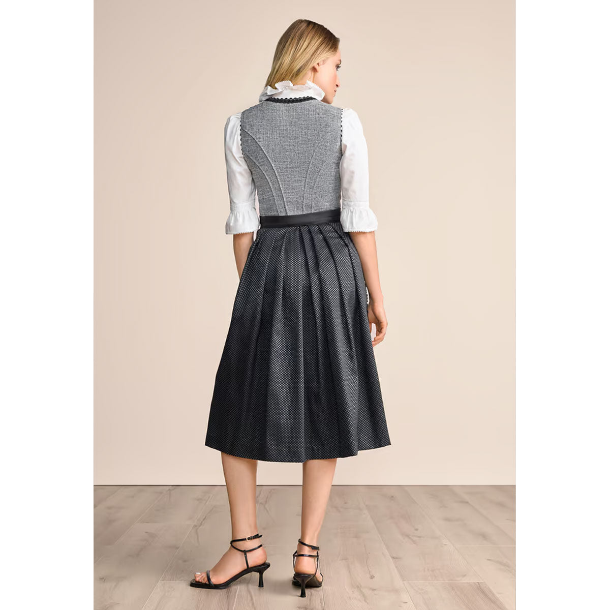 Krüger Dirndl Ashly Schwarz Grau Modern 70cm - Datschi Trachten