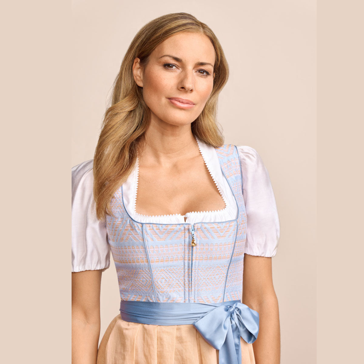Krüger Dirndl Liese Blau Reißverschluss 70cm
