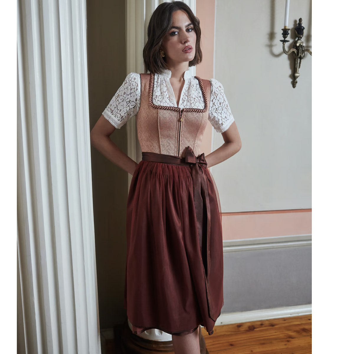 Krüger Dirndl Tamika Rost Braun Bronze Elegant 70cm - Datschi Trachten