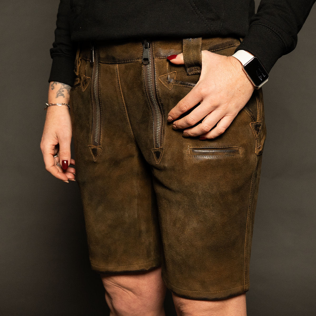 Datschi Trachten Damen Zunft Lederhose Richtfest Braun Wildbock Leder