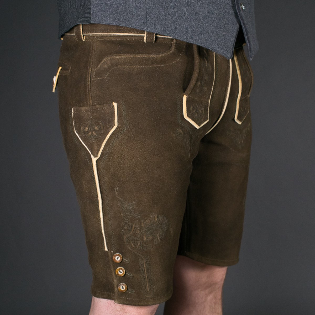 Datschi Trachten Lederhose Fonsi Sämisch Braun - Datschi Trachten