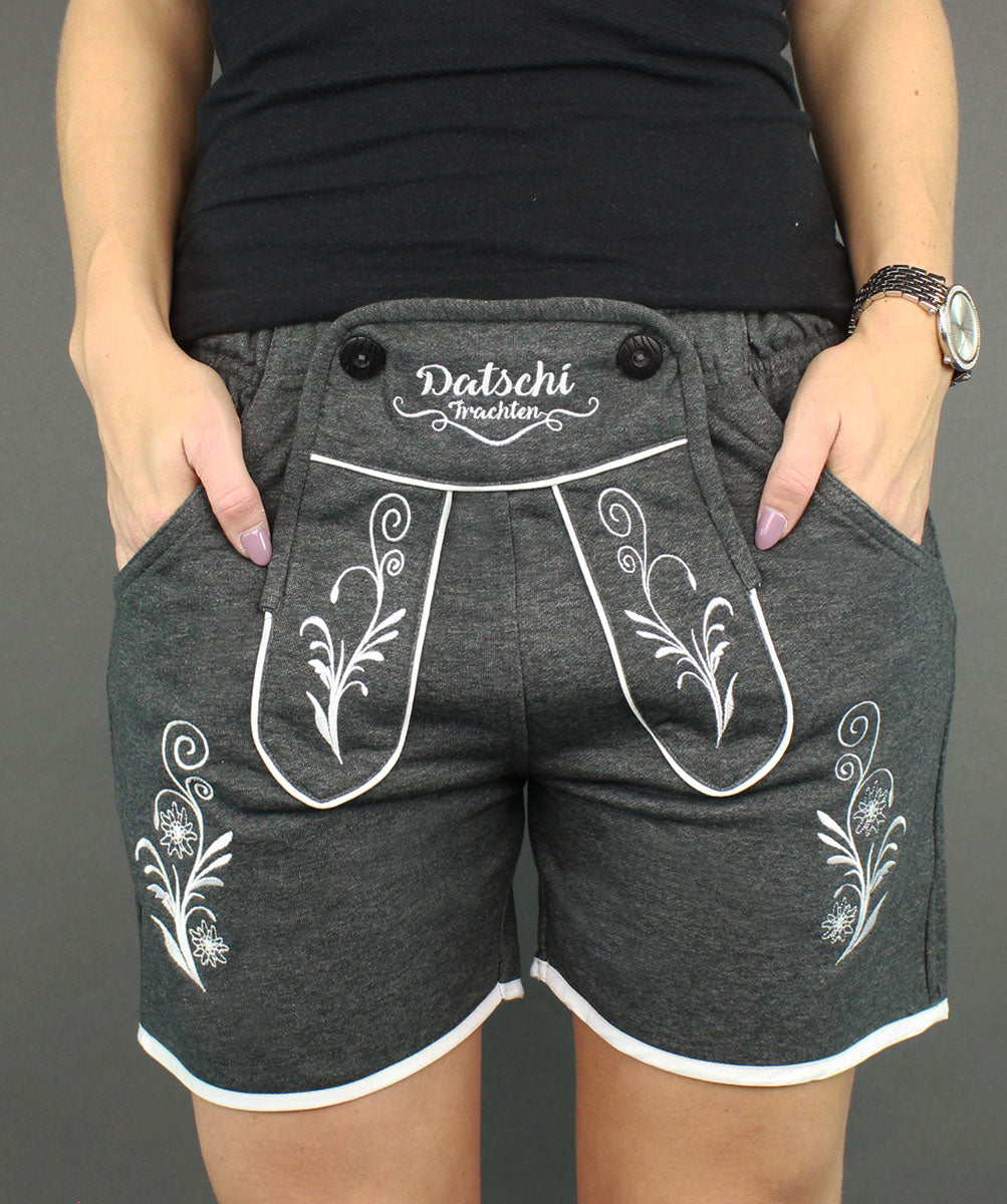 Damen Lederhosen Jogginghose Kurz Dunkelgrau - Datschi Trachten
