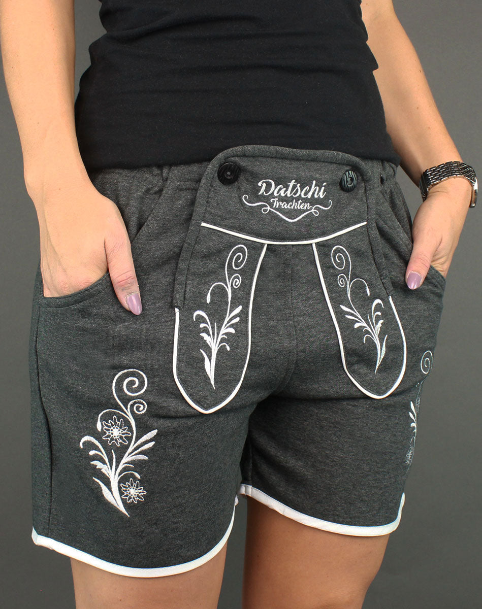 Damen Lederhosen Jogginghose Kurz Dunkelgrau - Datschi Trachten