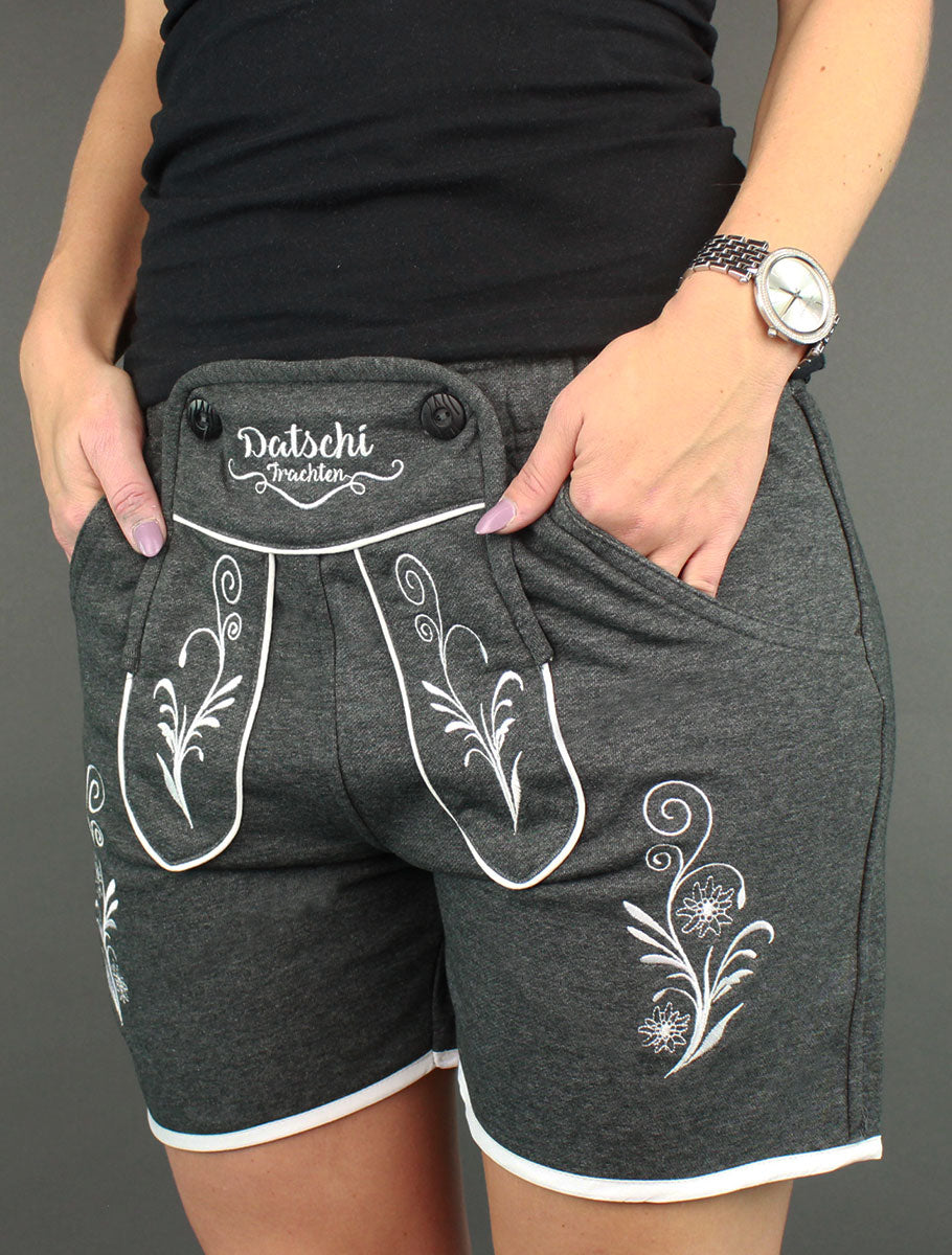 Damen Lederhosen Jogginghose Kurz Dunkelgrau - Datschi Trachten