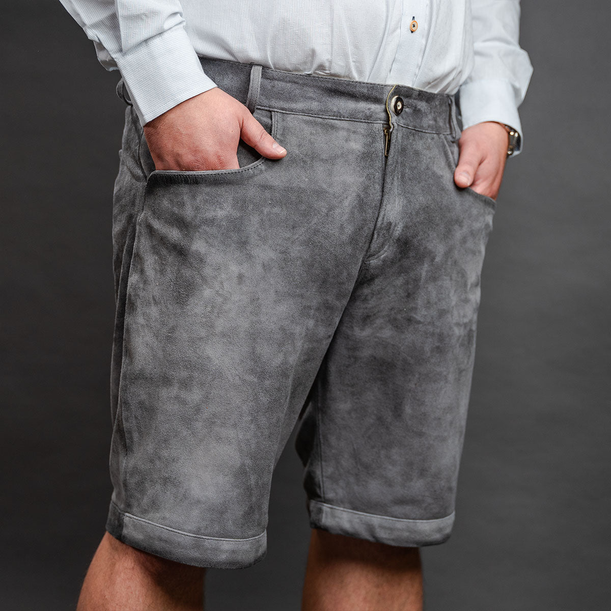 Datschi Trachten Lederhose Ludwig 2 Grau - Datschi Trachten