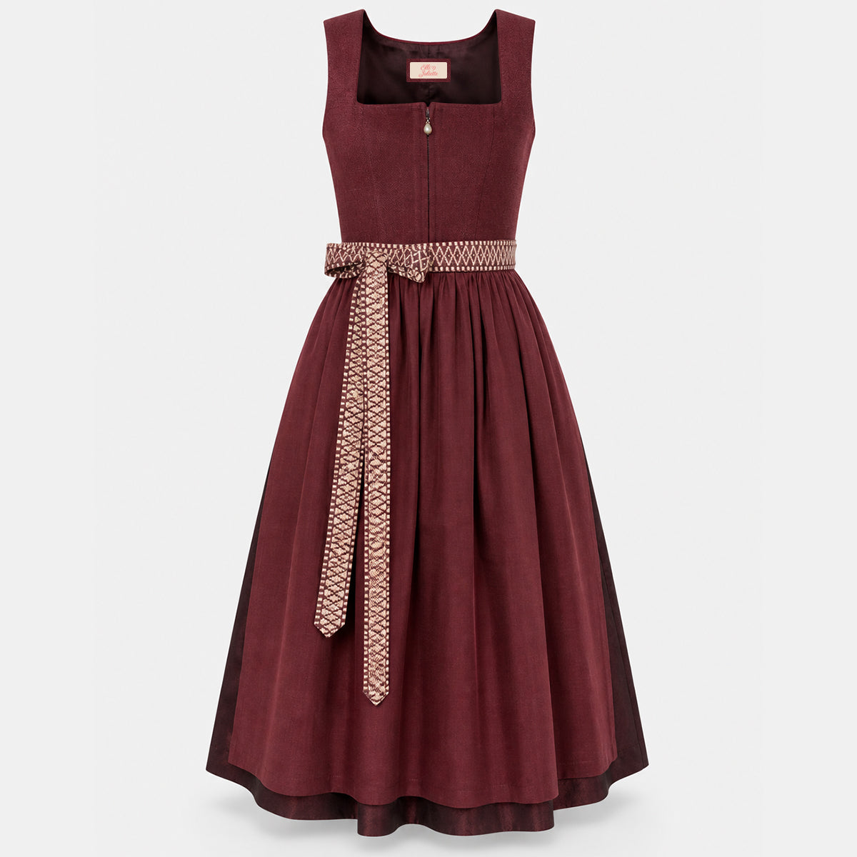 Elli & Juliette Dirndl Zaria Bordeaux Perlen-Reißverschluss 70 cm