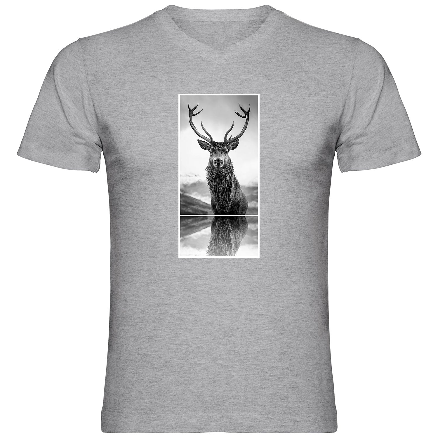 Hirsch T Shirt Herren V-Ausschnitt