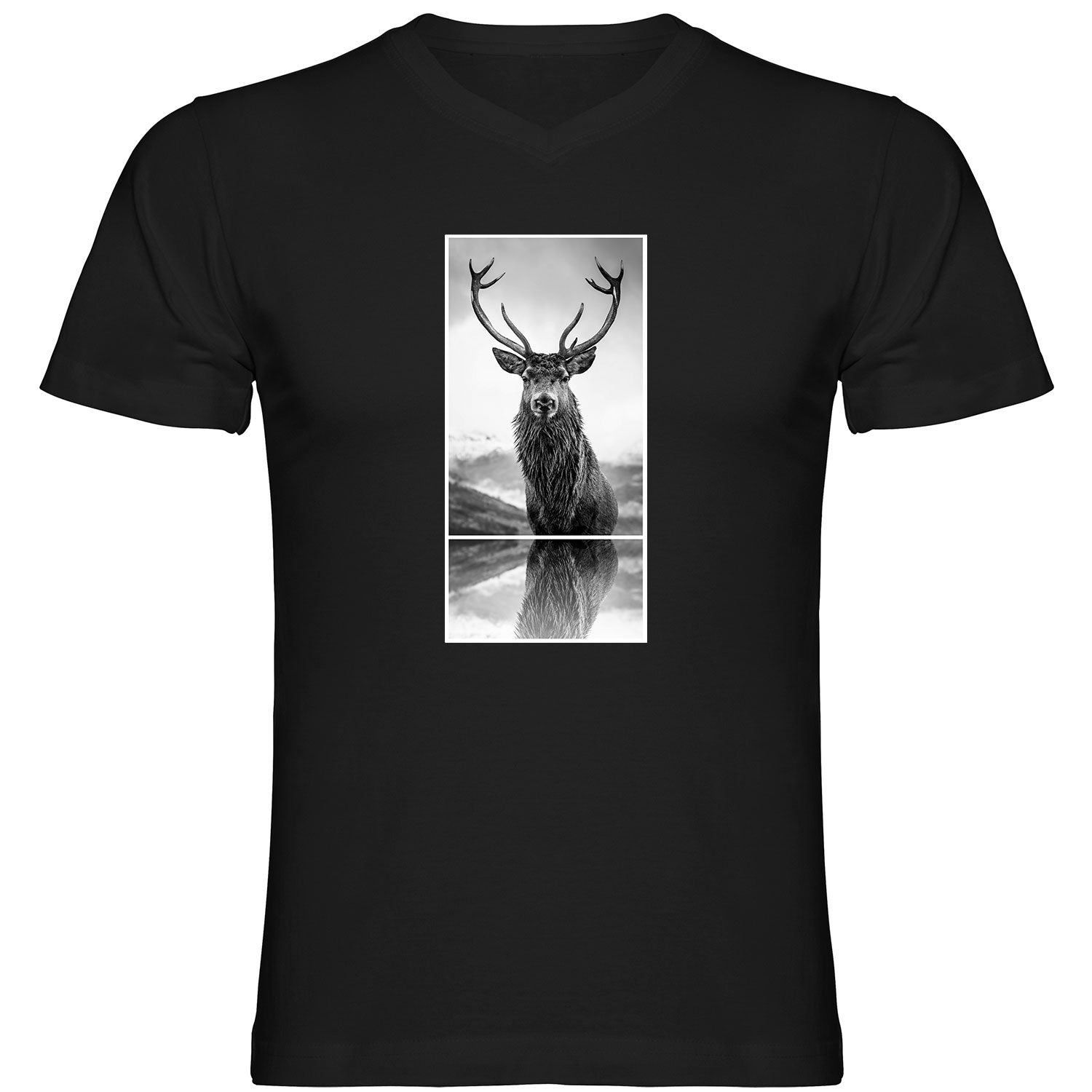 Hirsch T Shirt Herren V-Ausschnitt - Datschi Trachten