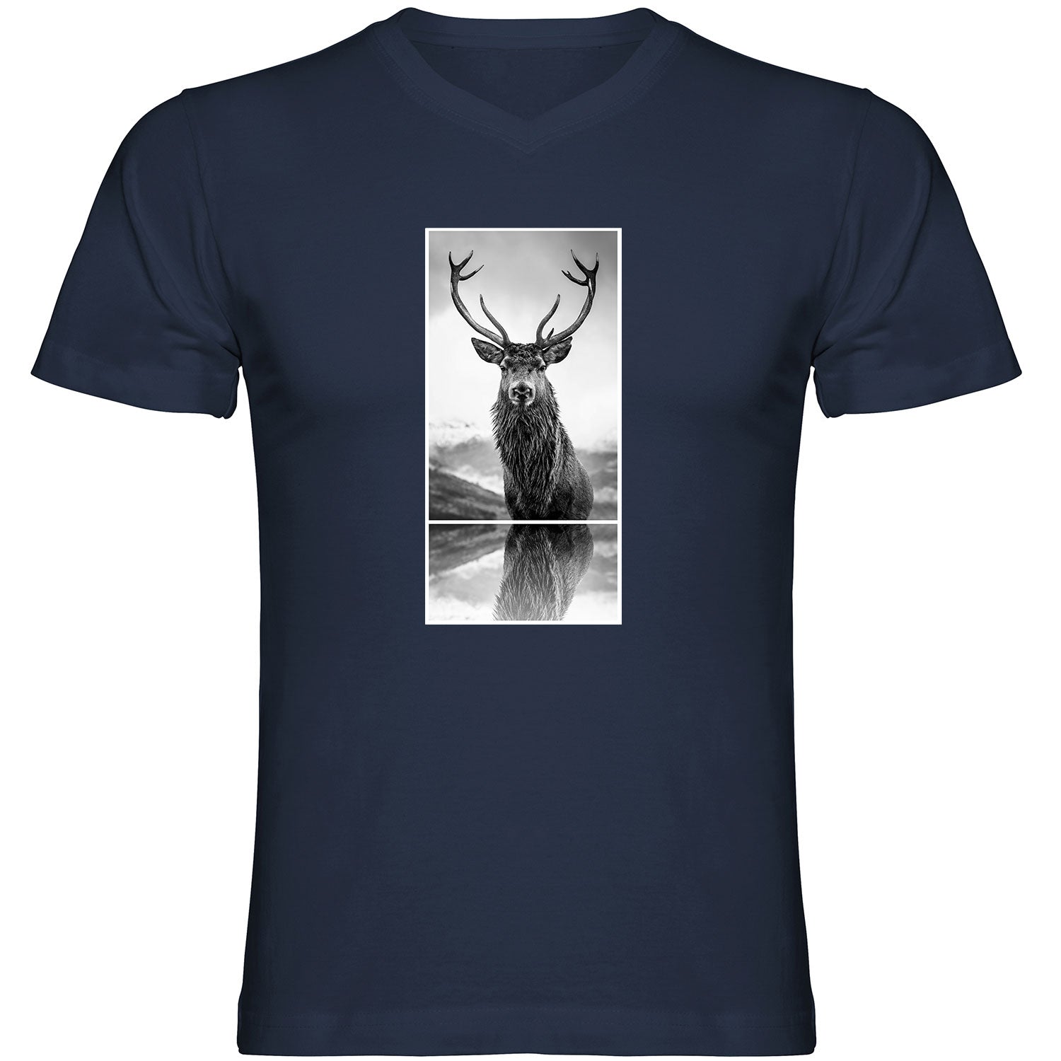 Hirsch T Shirt Herren V-Ausschnitt - Datschi Trachten