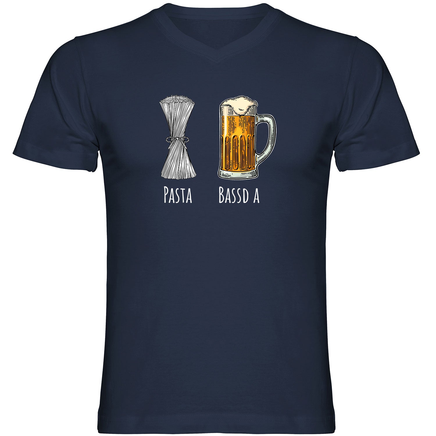 Pasta - Bassd a Bier Herren Tshirt V-Ausschnitt - Datschi Trachten