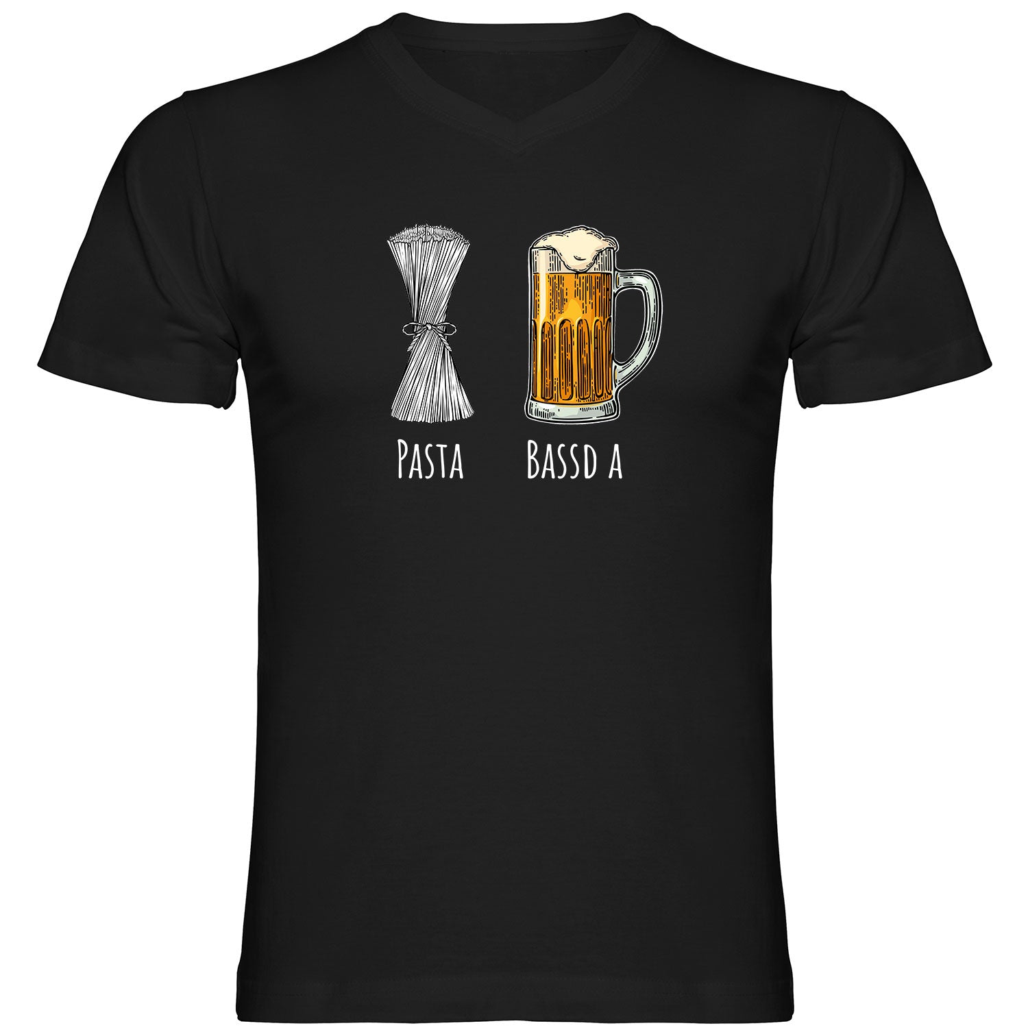 Pasta - Bassd a Bier Herren Tshirt V-Ausschnitt - Datschi Trachten