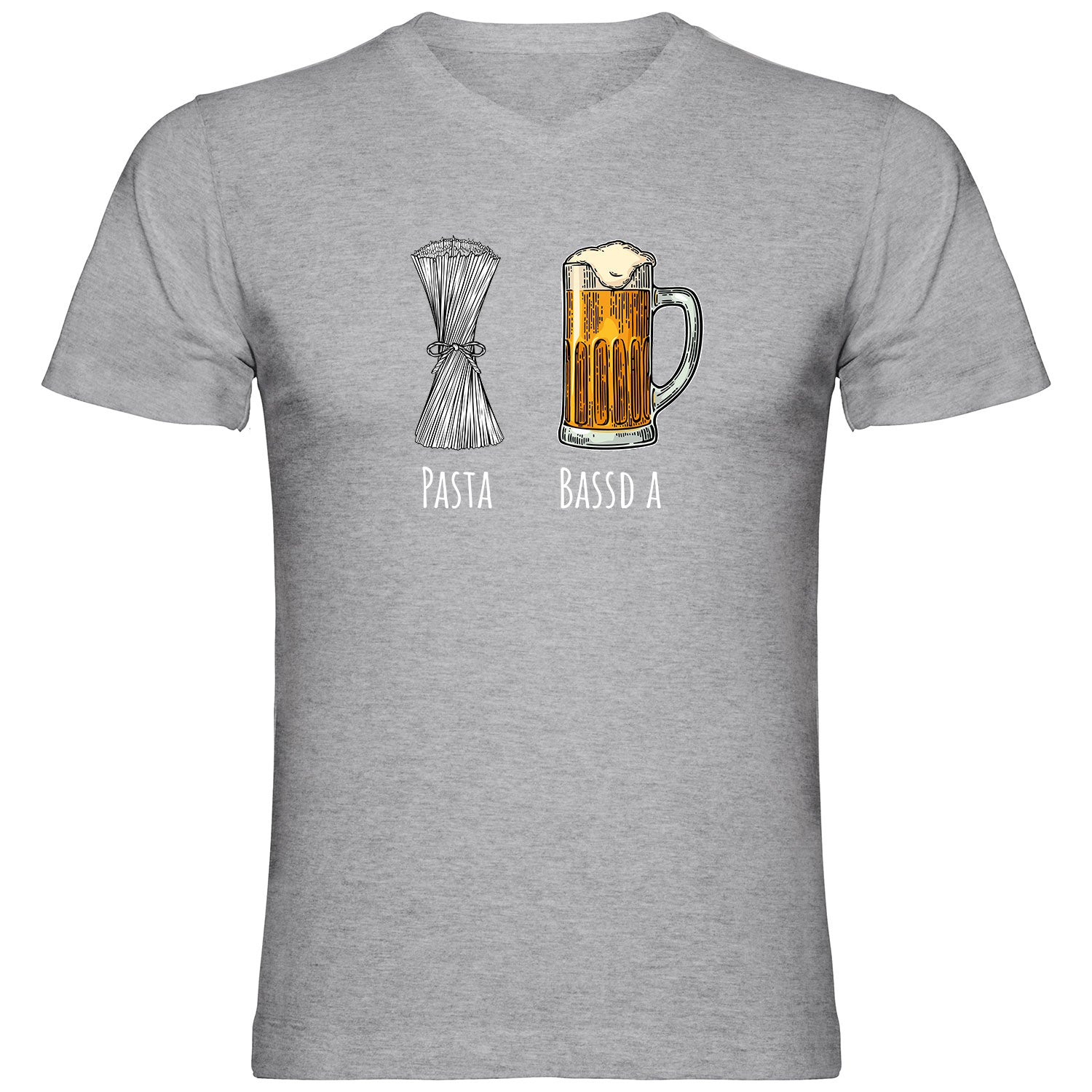 Pasta - Bassd a Bier Herren Tshirt V-Ausschnitt - Datschi Trachten