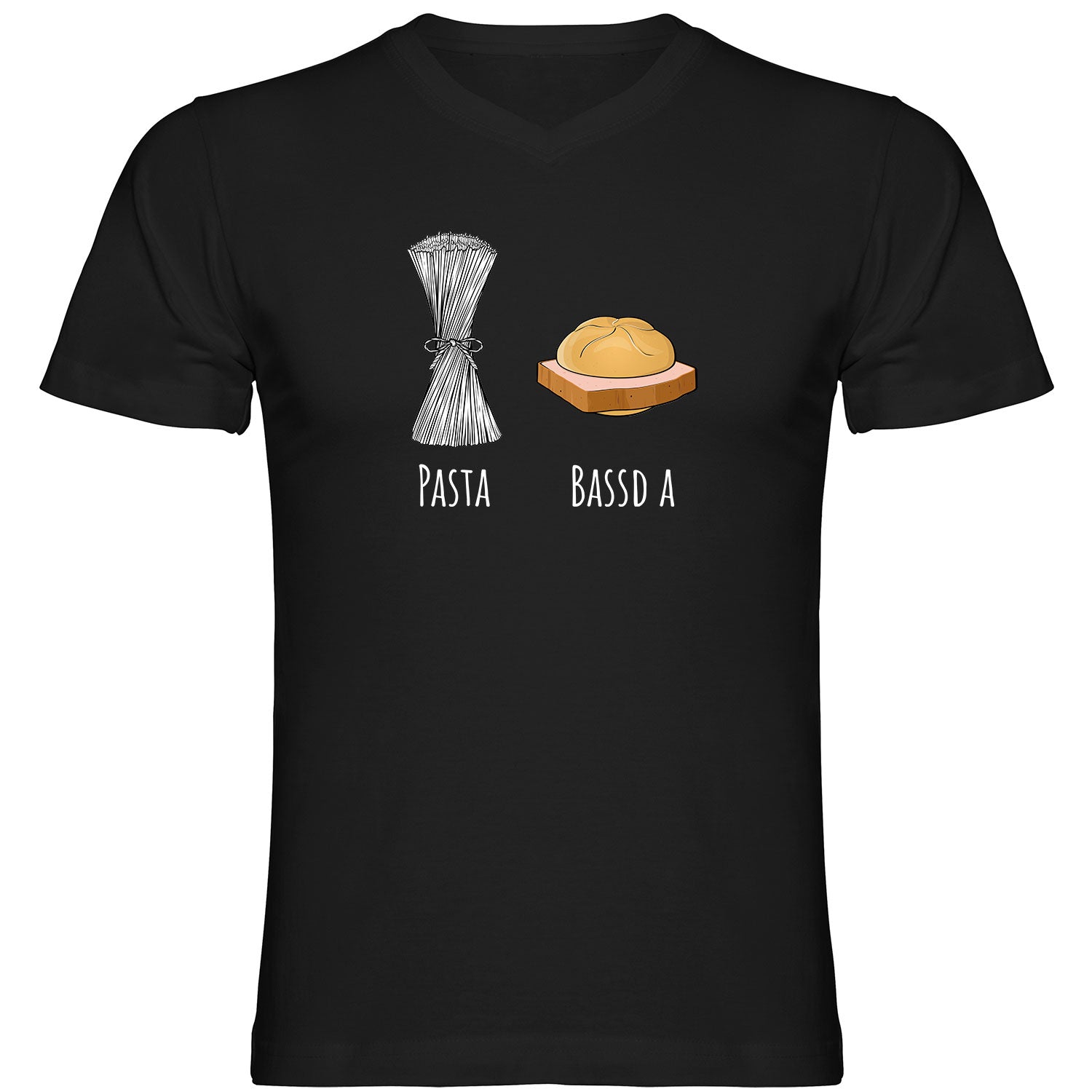 Pasta - Bassd a Leberkas Herren Tshirt V-Ausschnitt - Datschi Trachten