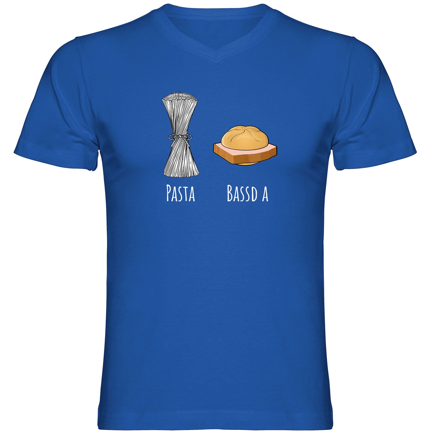 Pasta - Bassd a Leberkas Herren Tshirt V-Ausschnitt - Datschi Trachten