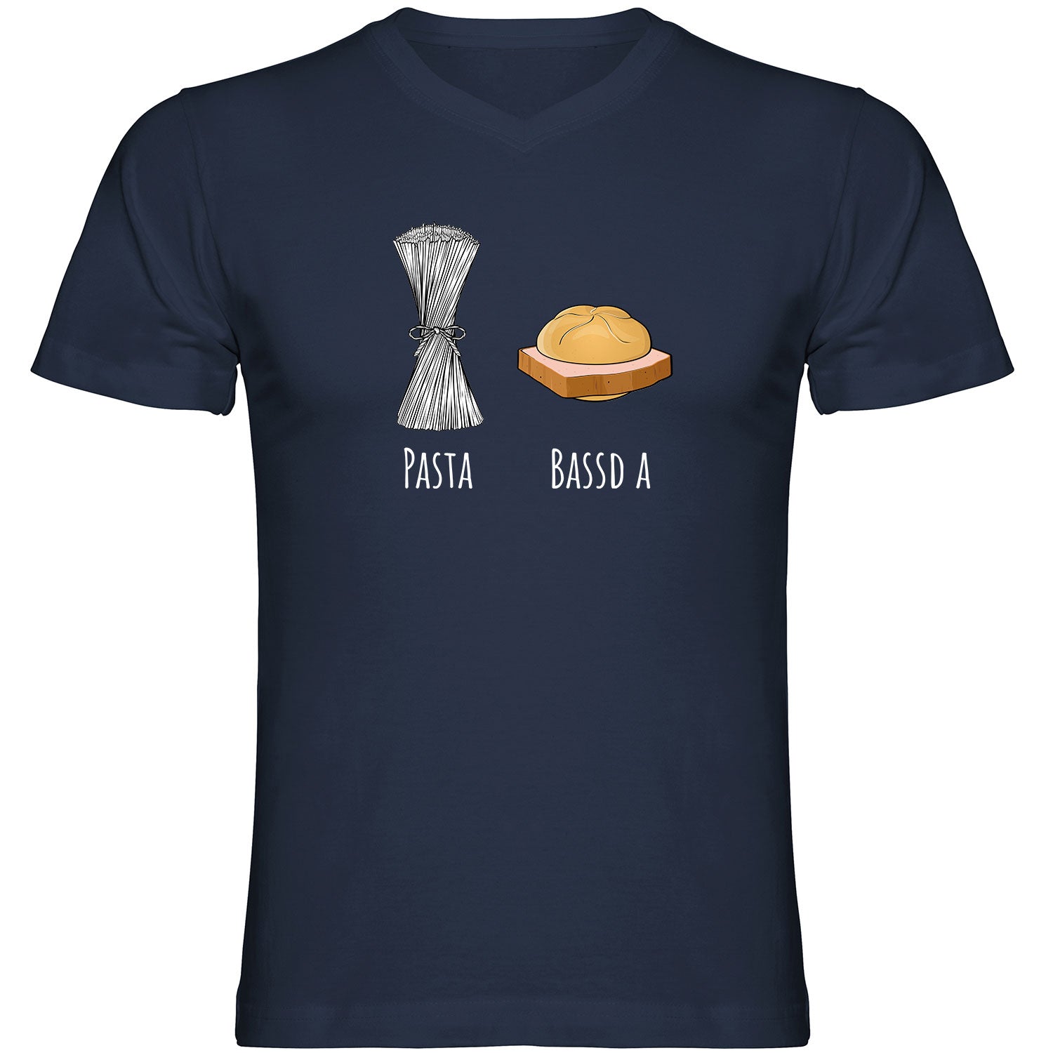 Pasta - Bassd a Leberkas Herren Tshirt V-Ausschnitt - Datschi Trachten
