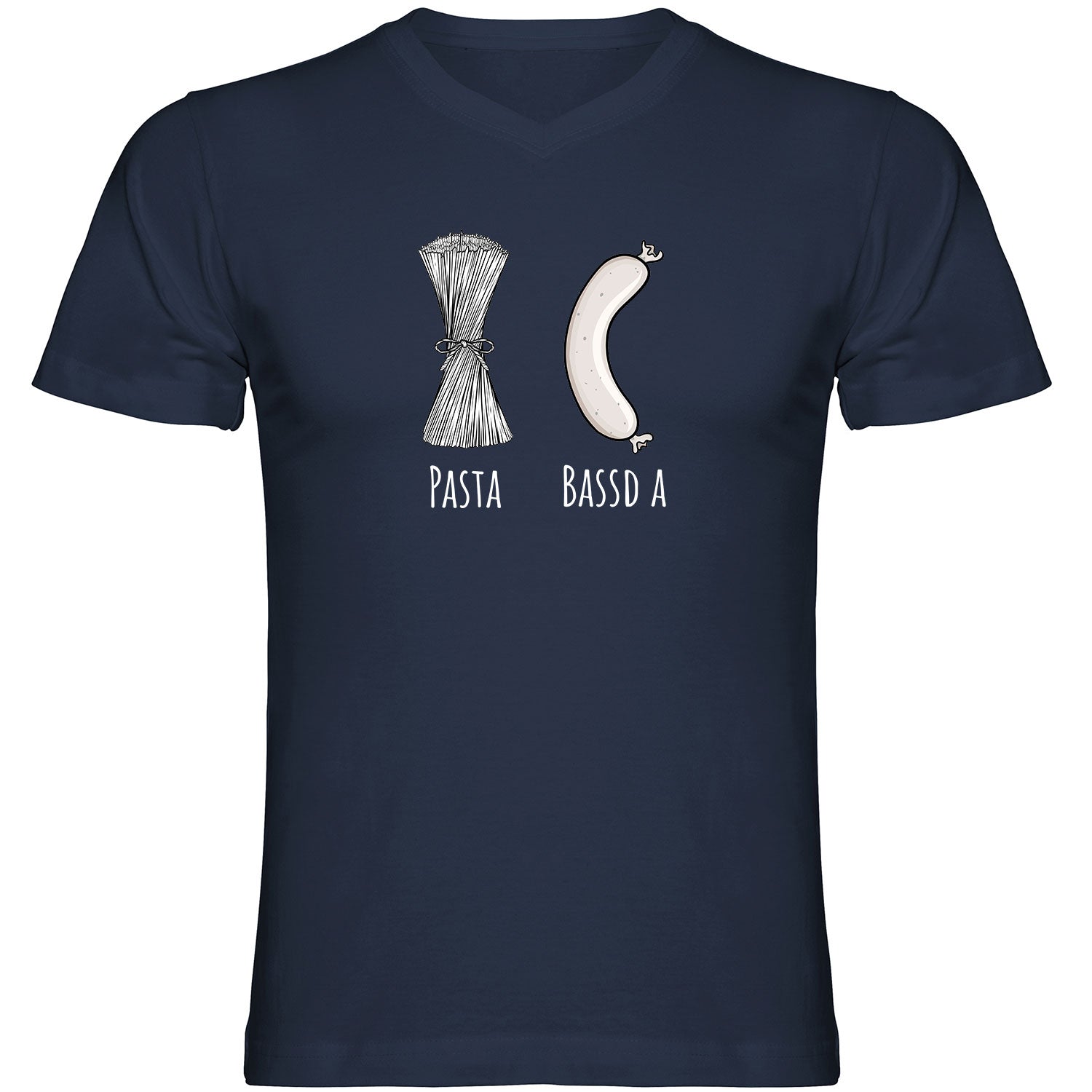 Pasta - Bassd a Weißwurst Herren Tshirt V-Ausschnitt - Datschi Trachten