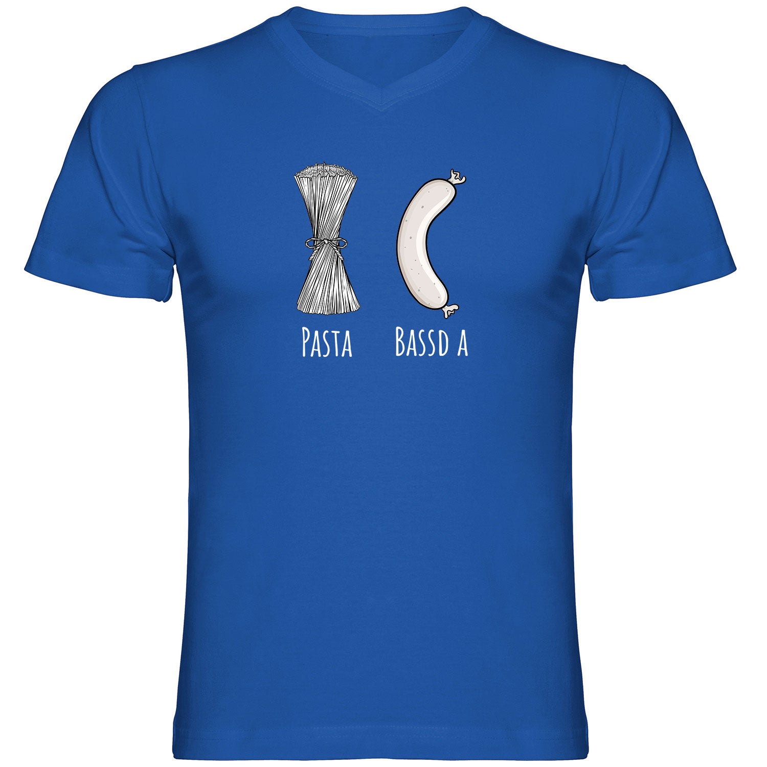 Pasta - Bassd a Weißwurst Herren Tshirt V-Ausschnitt - Datschi Trachten