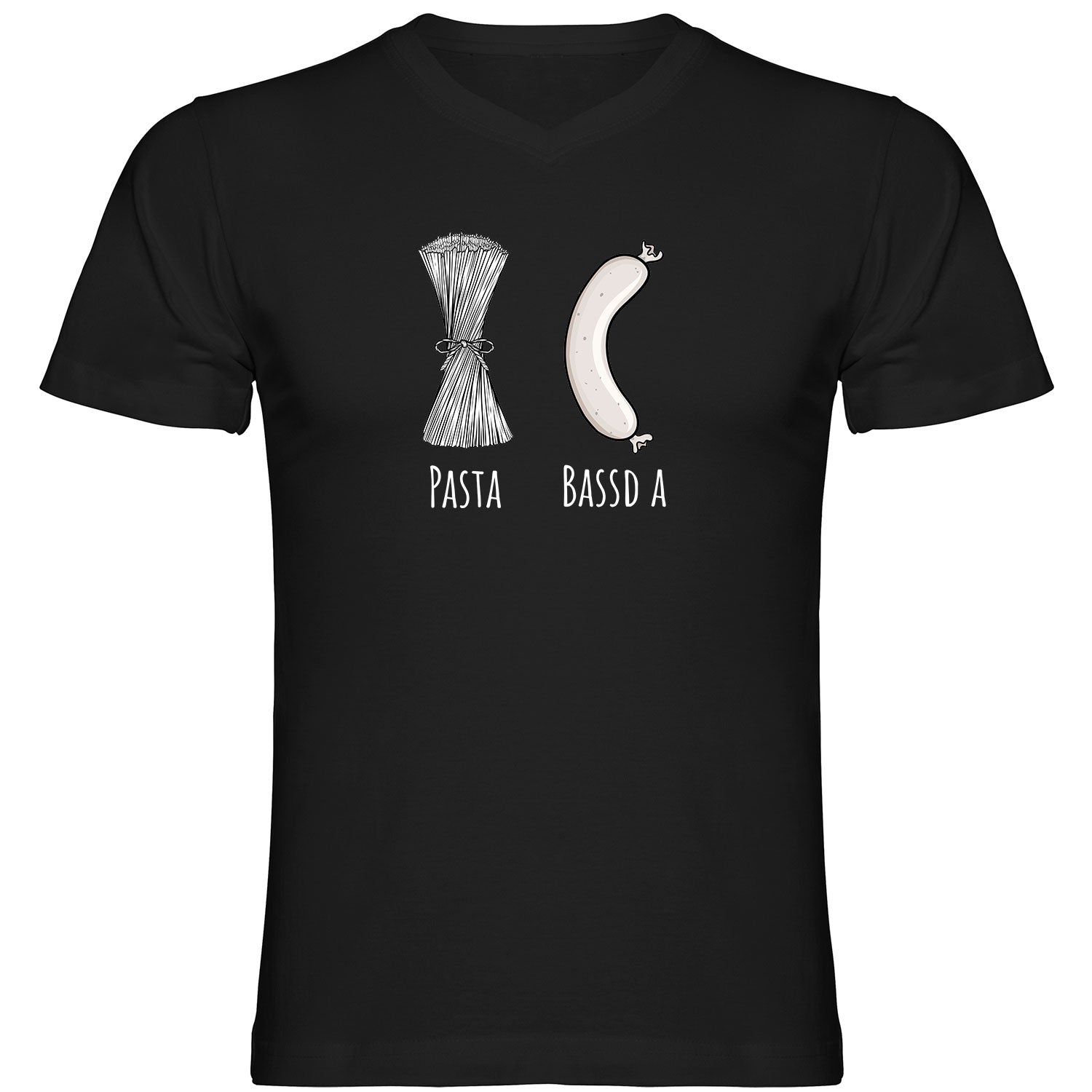 Pasta - Bassd a Weißwurst Herren Tshirt V-Ausschnitt - Datschi Trachten