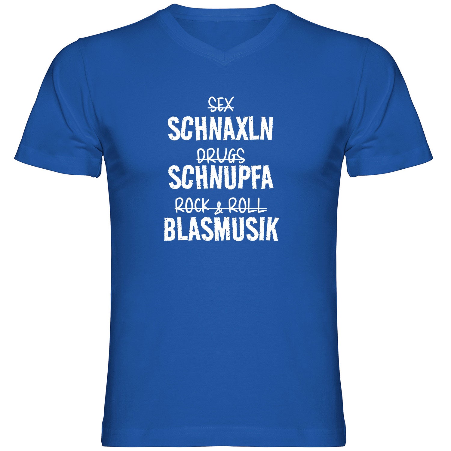 Schnaxln Schnupfa Blasmusik Herren Tshirt V-Ausschnitt - Datschi Trachten