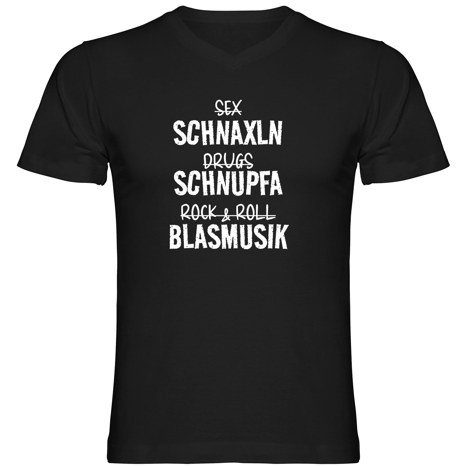 Schnaxln Schnupfa Blasmusik Herren Tshirt V-Ausschnitt - Datschi Trachten