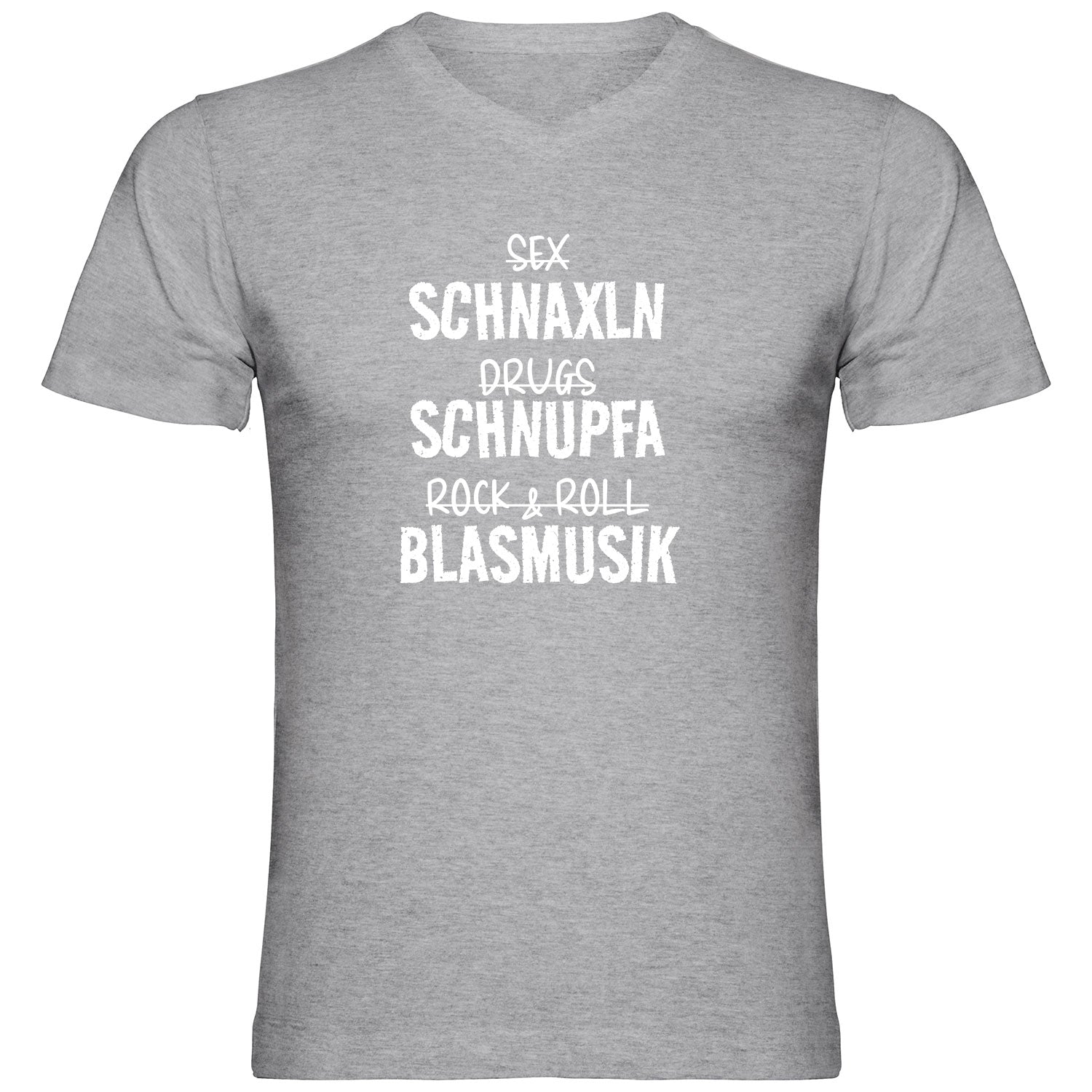 Schnaxln Schnupfa Blasmusik Herren Tshirt V-Ausschnitt - Datschi Trachten