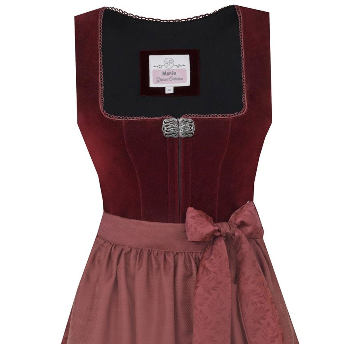MarJo Dirndl Aislingen Bordeaux Rot Samt 65cm - Datschi Trachten