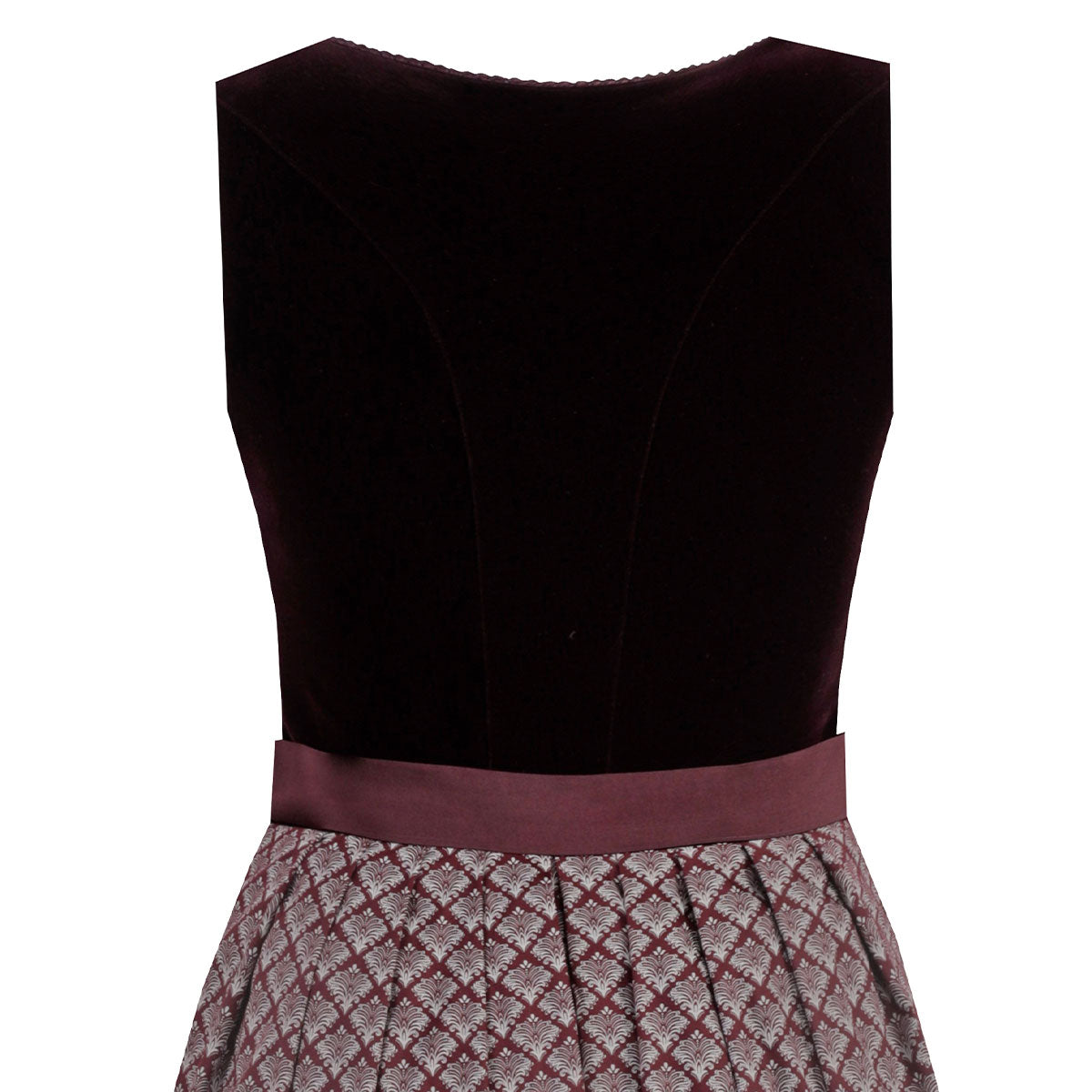 MarJo Dirndl Amorbach Mahagoni Dunkelrot Samt 65cm - Datschi Trachten