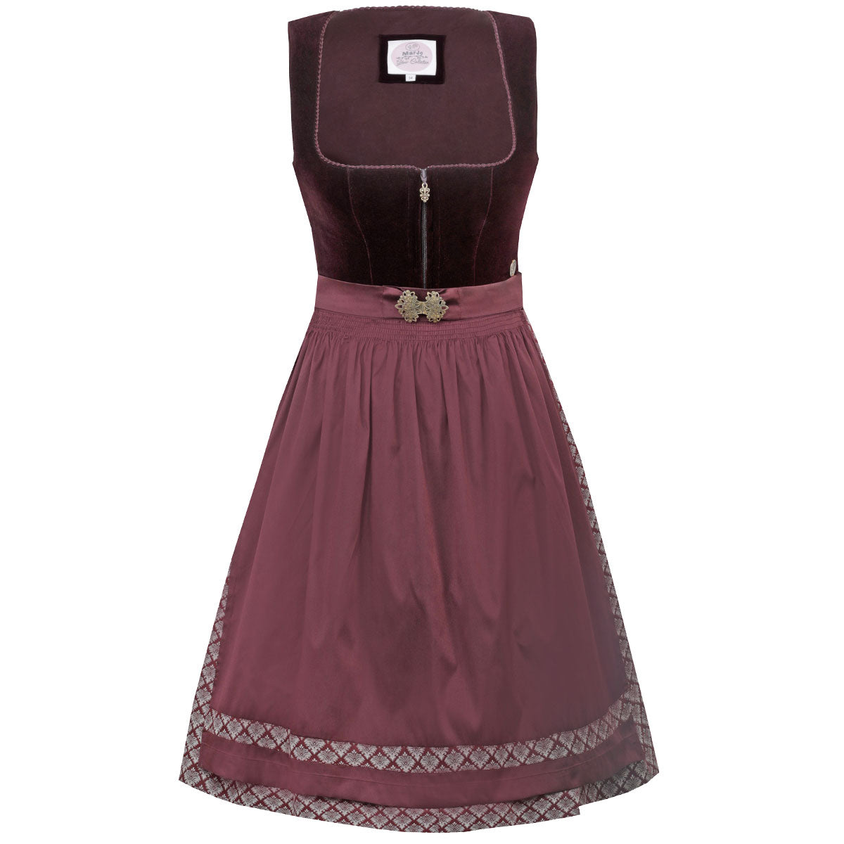 MarJo Dirndl Amorbach Mahagoni Dunkelrot Samt 65cm - Datschi Trachten