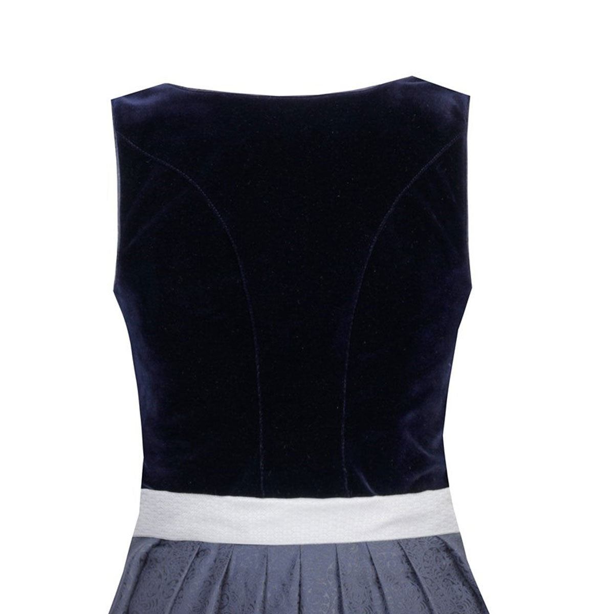 MarJo Dirndl Heidi-Dunkelblau/Silber Samt 65cm Mieder Muster: Einfarbig, Samt Rock Muster: Ornamente Schürzen Muster: Ornamente Ausschnitt: Gerader Ausschnitt, Balkonett Ausschnitt