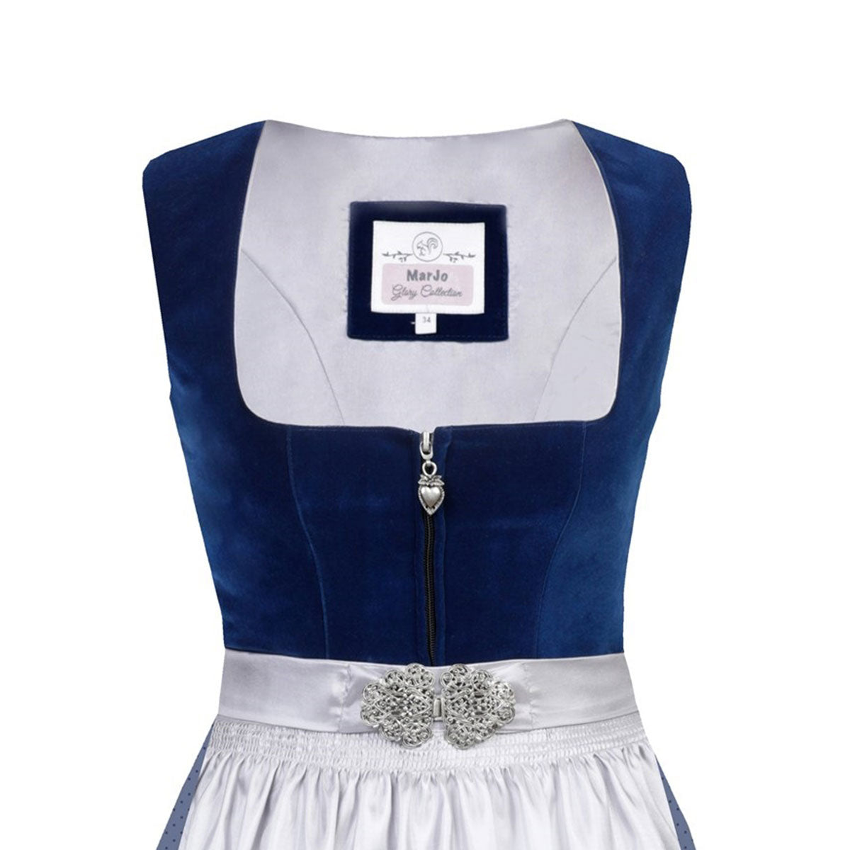 MarJo Dirndl Inka Dunkelblau/Silber 65cm - Datschi Trachten