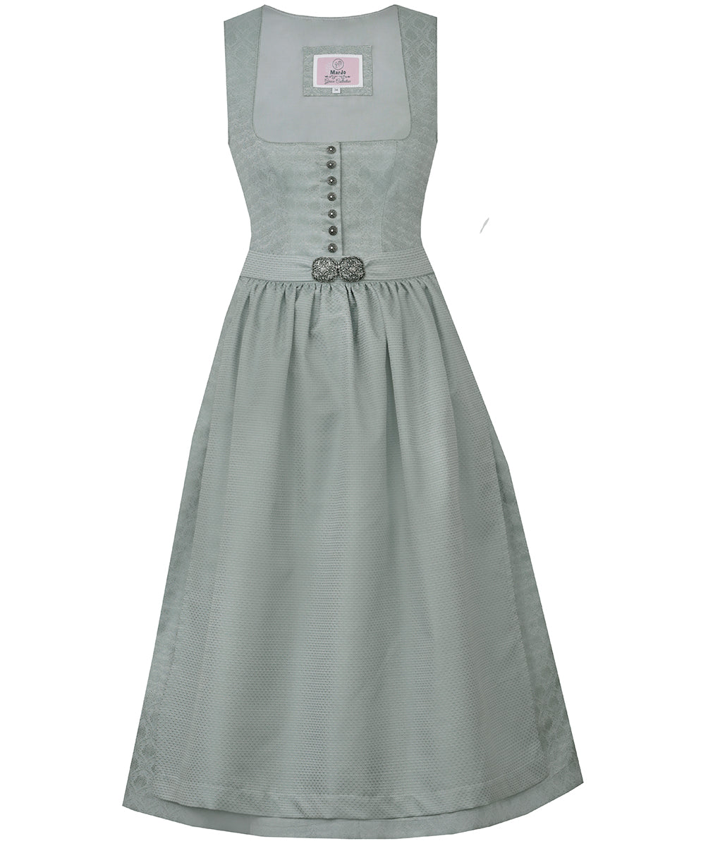 MarJo Dirndl Medlingen Gletscher/Mint Gerader Ausschnitt 70cm mit Knöpfe und Schließe Farbe: Grün, Mint, Minze
