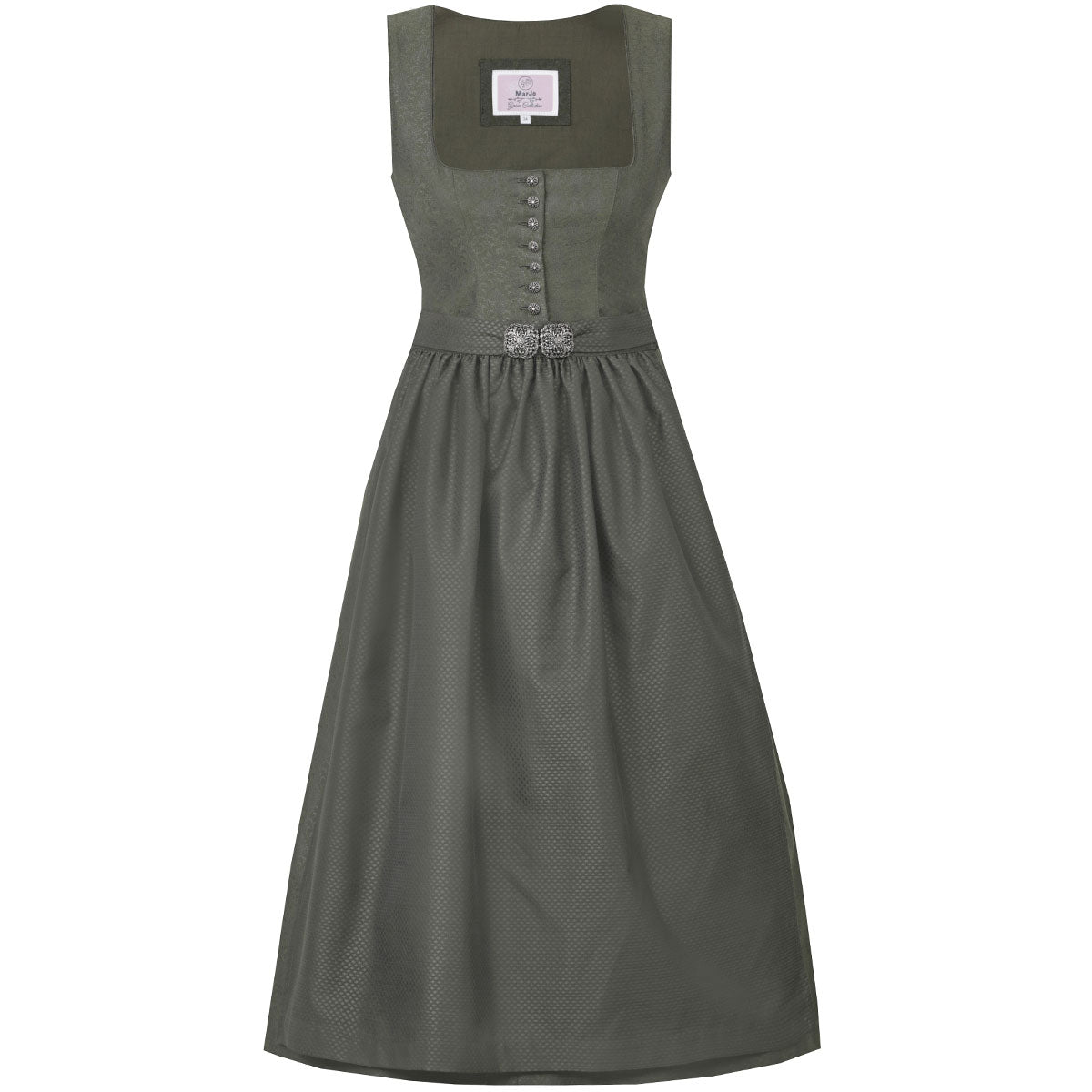 MarJo Dirndl Medlingen Olive/Grün Gerader Ausschnitt 70cm mit Knöpfe und Schließe Farbe: Grün, Dunkelgrün, Waldgrün, Oliv
