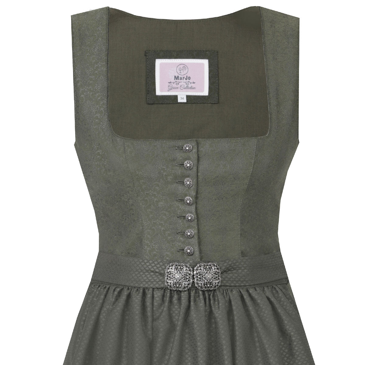 MarJo Dirndl Medlingen Olive/Grün Gerader Ausschnitt 70cm - Datschi Trachten