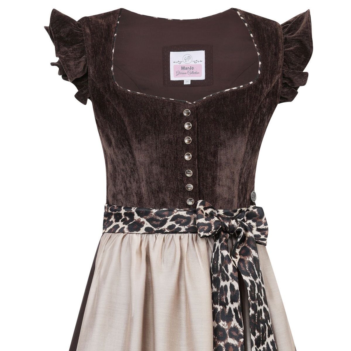 MarJo Dirndl Oberhofen Espresso-Leo Flügelarm 70cm