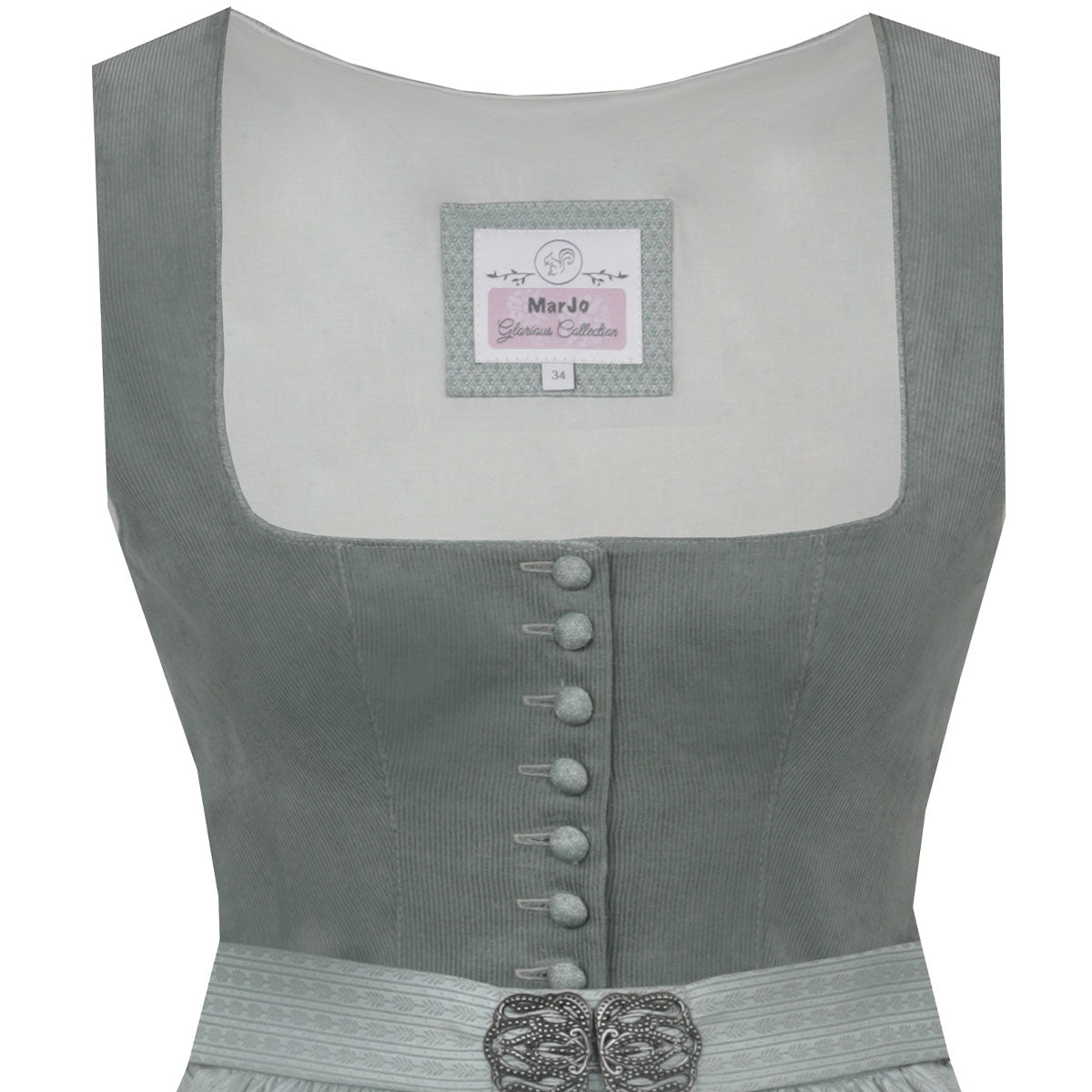 MarJo Dirndl Osterhofen Salbei/Grün Cord 70cm - Datschi Trachten