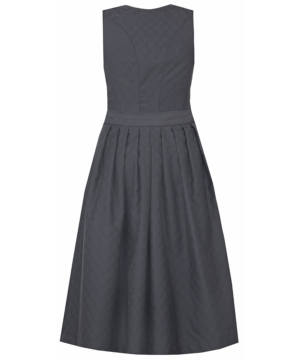 MarJo Dirndl Otterfing Asphalt Schwarz Gerader Ausschnitt 70cm mit Beidseitige Eingriffstaschen im Rock und Elegant Design Dirndl Längentyp Midi (60-75cm)