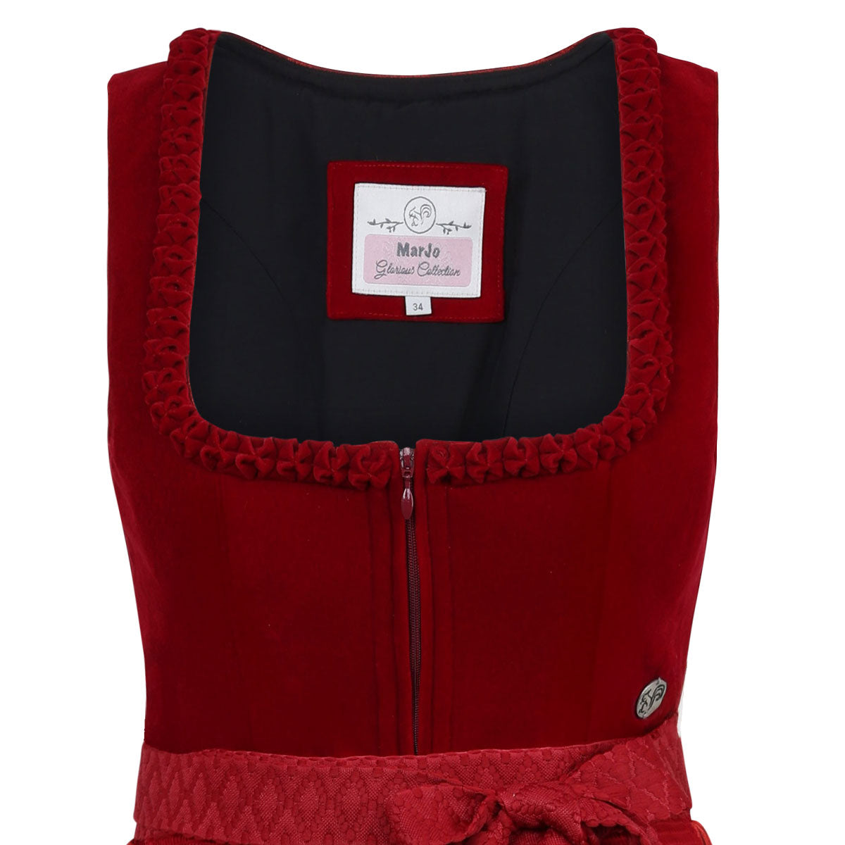MarJo Dirndl Rabenstein Feuerrot Froschgoscherl Samt 65cm