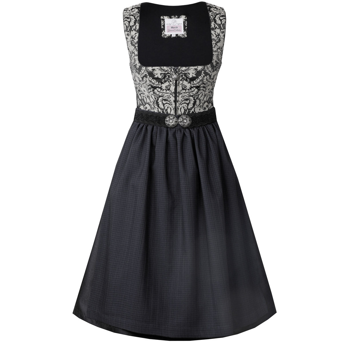 MarJo Dirndl Schöfweg Schwarz Florales Muster 65cm