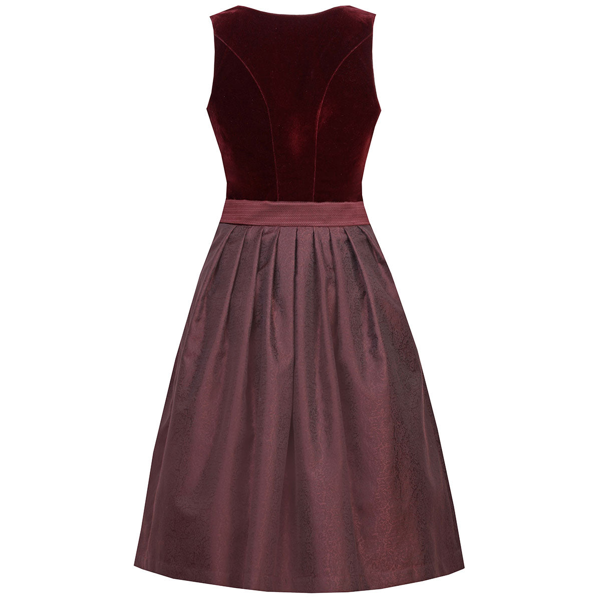 MarJo Dirndl Susi Weinrot/Bordeaux 65cm mit Beidseitige Eingriffstaschen im Rock und Elegant Design Dirndl Längentyp Midi (60-75cm)