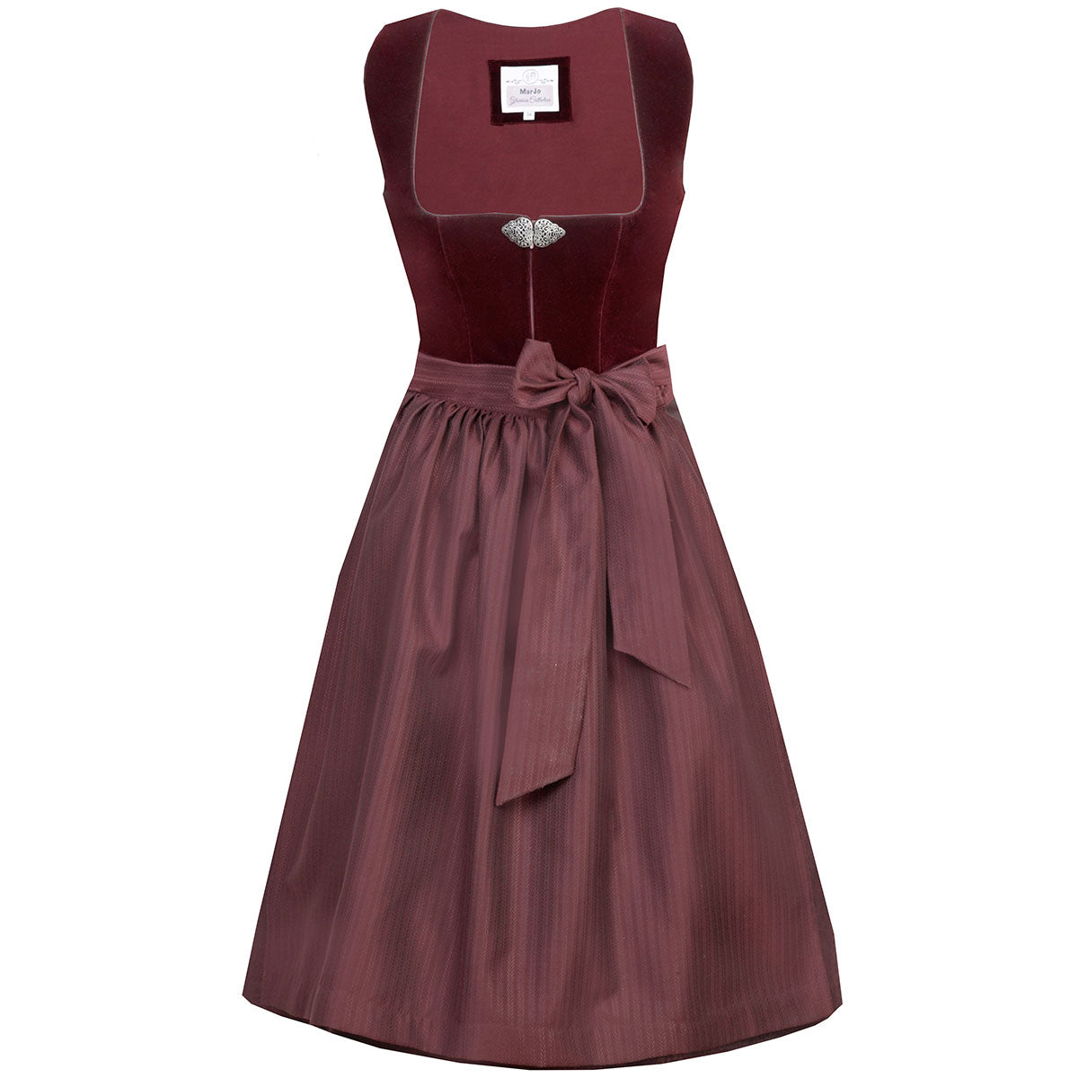 MarJo Dirndl Susi Weinrot/Bordeaux 65cm mit Reißverschluss und Schleife Farbe: Rot, Burgundy, Weinrot, Kirsche