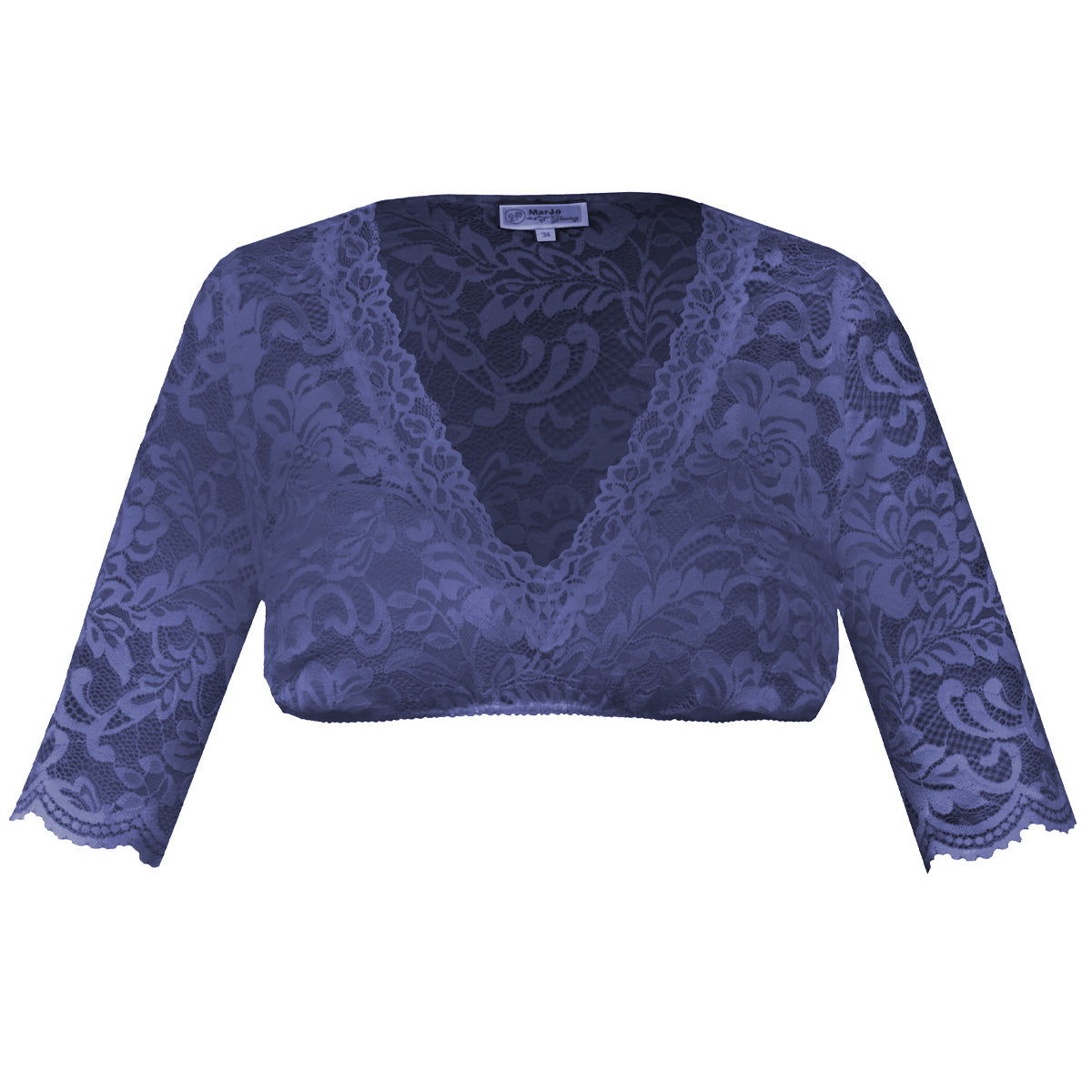 MarJo Dirndlbluse Harisa Lisa Dunkelblau Spitze Halbarm - Datschi Trachten