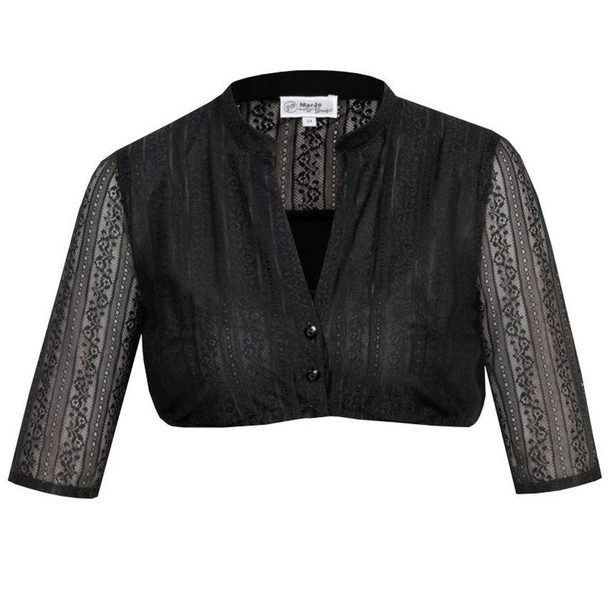 MarJo Dirndlbluse Ilse Linda Stehkragen Schwarz - Datschi Trachten