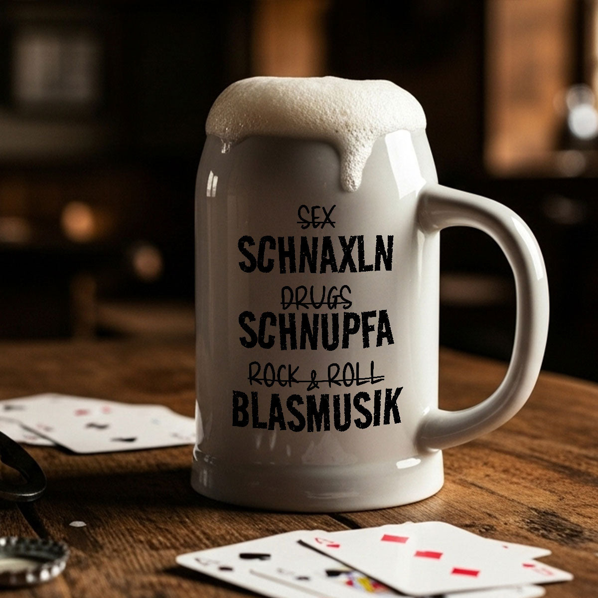Schnaxln Schnupfa Blasmusik Bierkrug 0,5L - Datschi Trachten