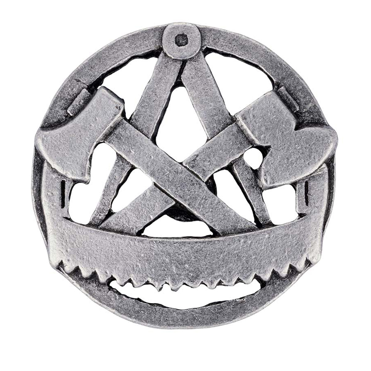 Gaudiknopf Anstecker Zunftszeichen Zimmermann Pin Altsilber