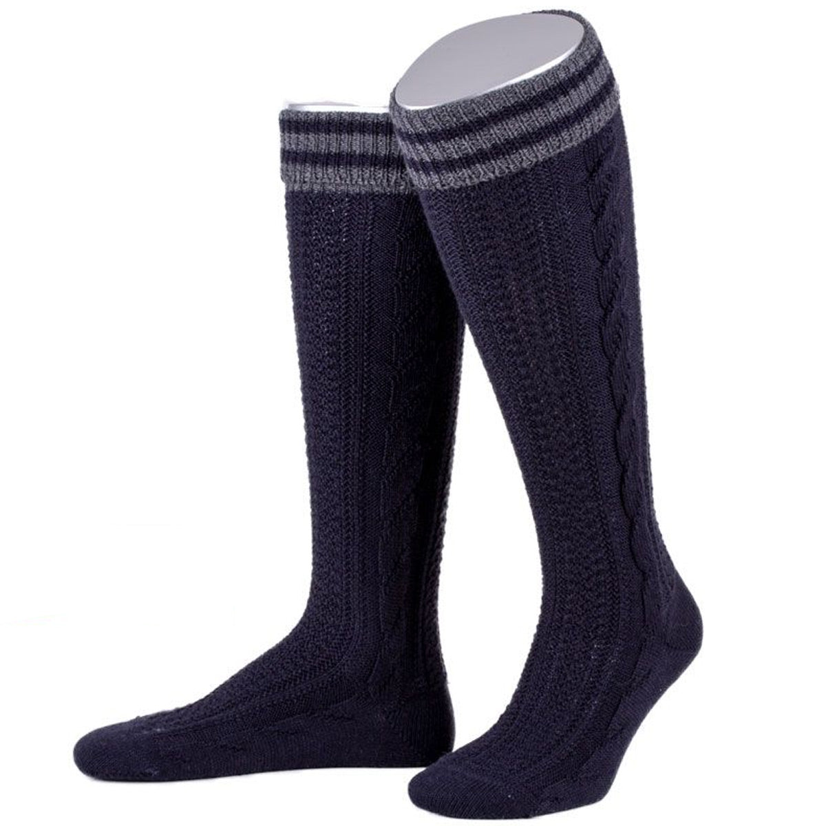 Kniestrümpfe mit Zopf Marine Dunkelgrau - Datschi Trachten