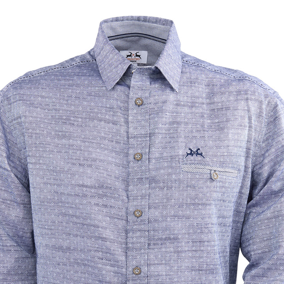 Trachtenhemd Blau gemustert Kentkragen - Datschi Trachten