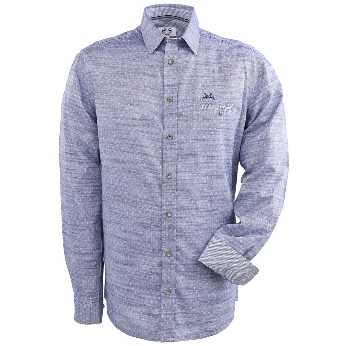 Trachtenhemd Blau gemustert Kentkragen - Datschi Trachten