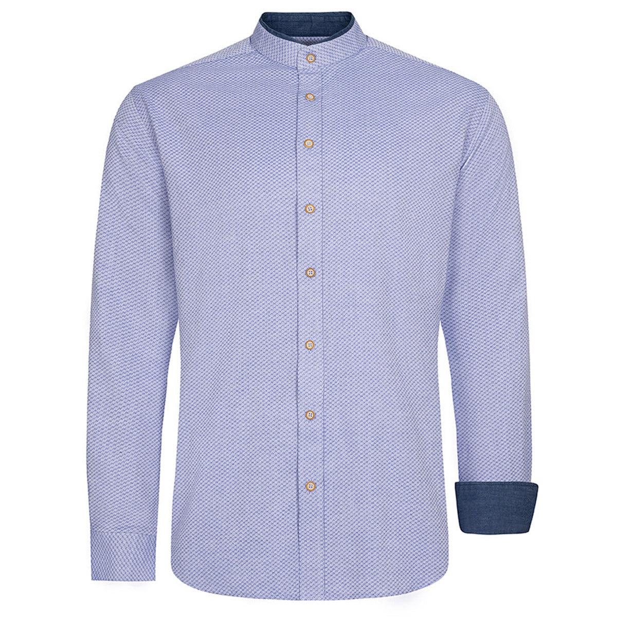 Trachtenhemd Blau Stehkragen fein gemustert - Datschi Trachten