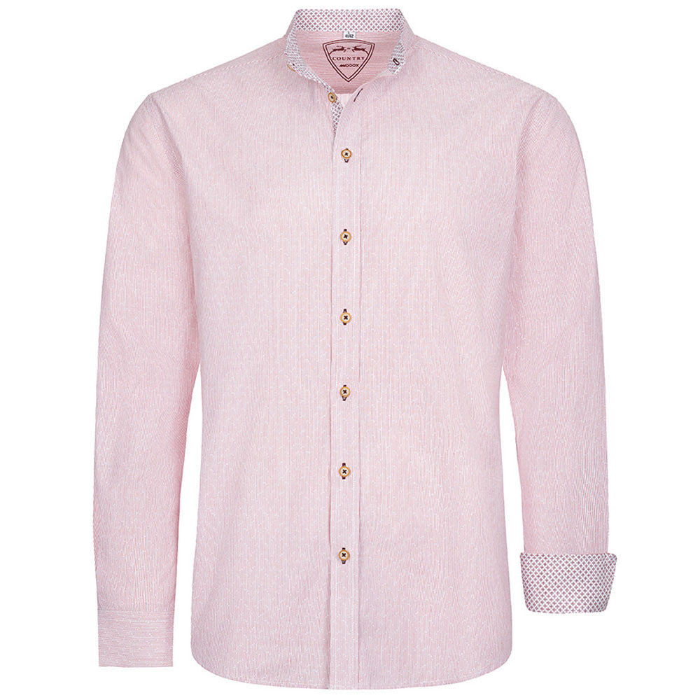 Trachtenhemd Stehkragen fein gestreift Smaragd Rubin - Datschi Trachten